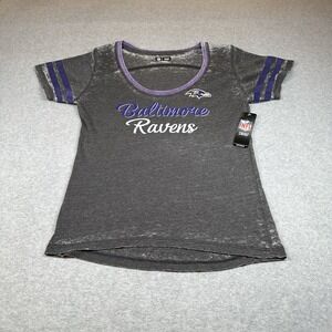 Baltimore Ravens T-shirt Womens M Gray Purple‎ Fade NFL Team Apparel Scoop Neck